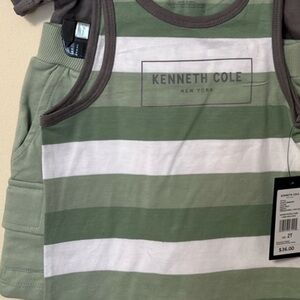 Kenneth Cole Kids Green and White Striped Tank Top